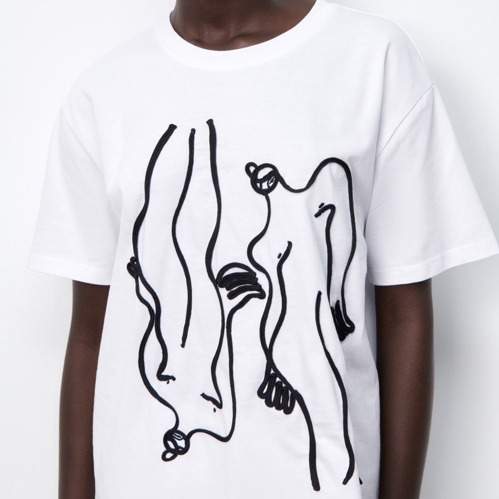 NWOT Zara Limited Edition Dina Bukva Embroidered White T-Shirt